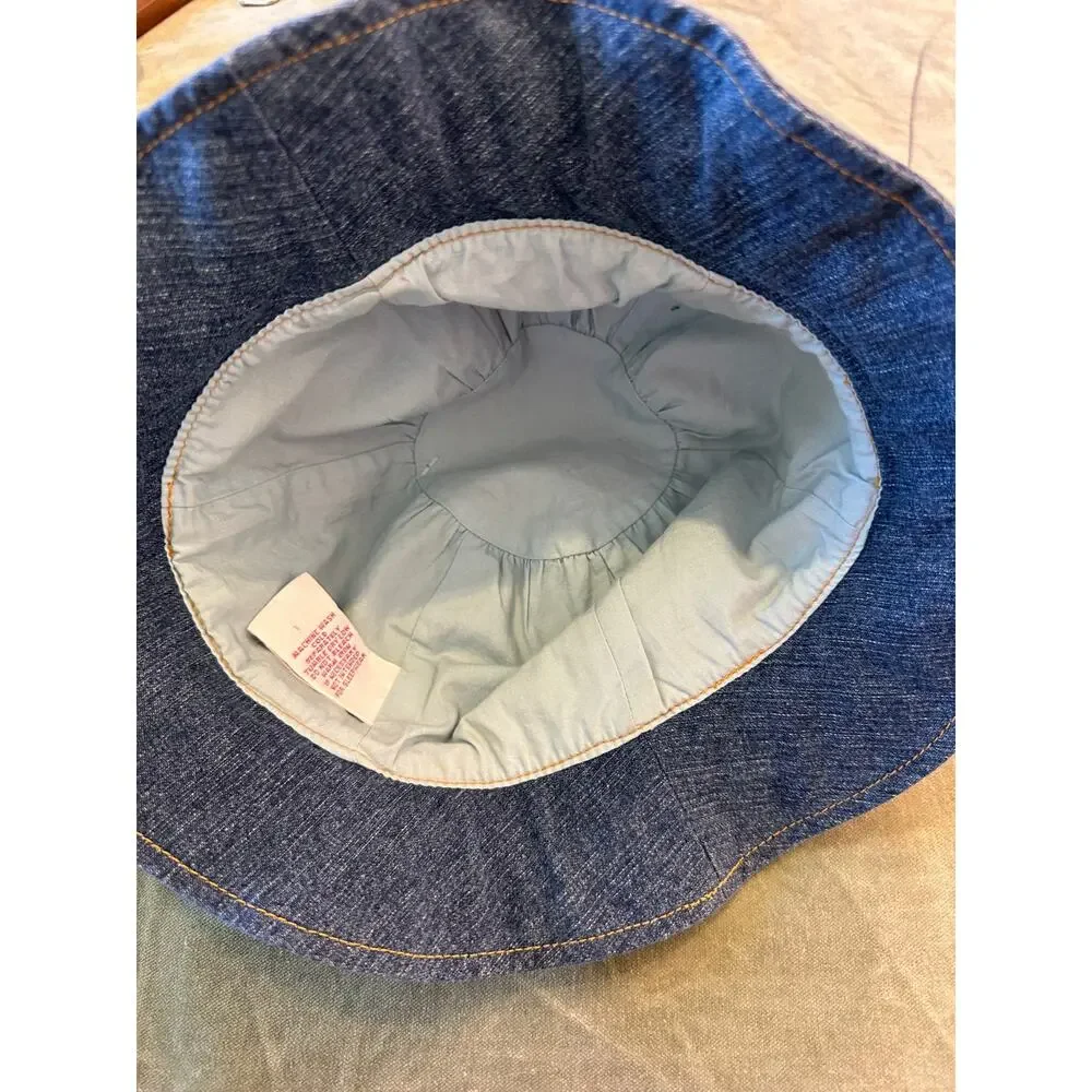 Vintage Gymboree Denim Bucket Hat Floral Ruffle Accent Kids 5-7